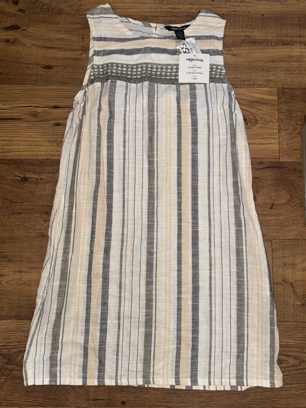 Striped Midi Skirt in White and Gray